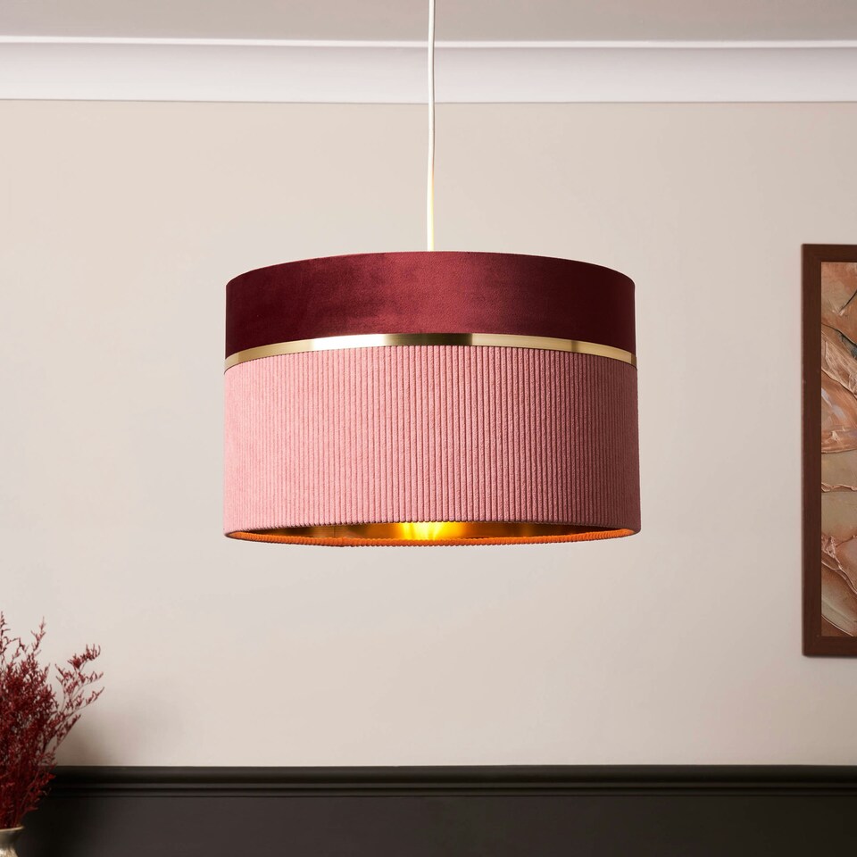 image 1 of BHS Violet 40cm Mixed Fabric Easyfit Shade, Pink