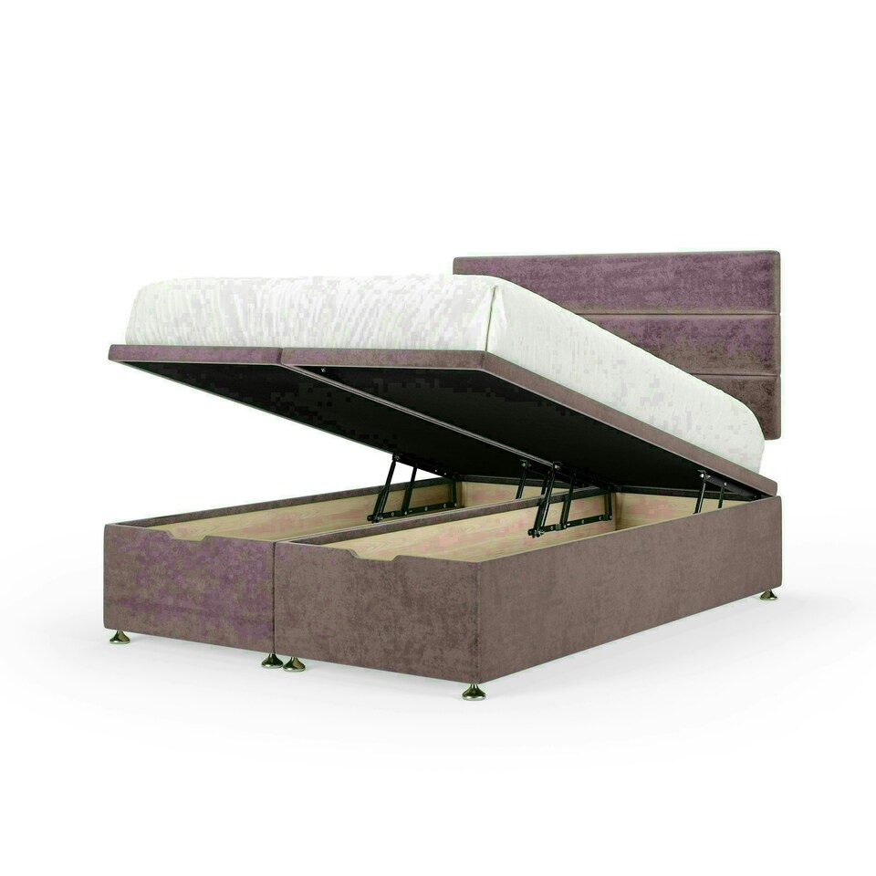 Mauve Naples Velvet Ottoman Base and Milan Headboard King Size N/A