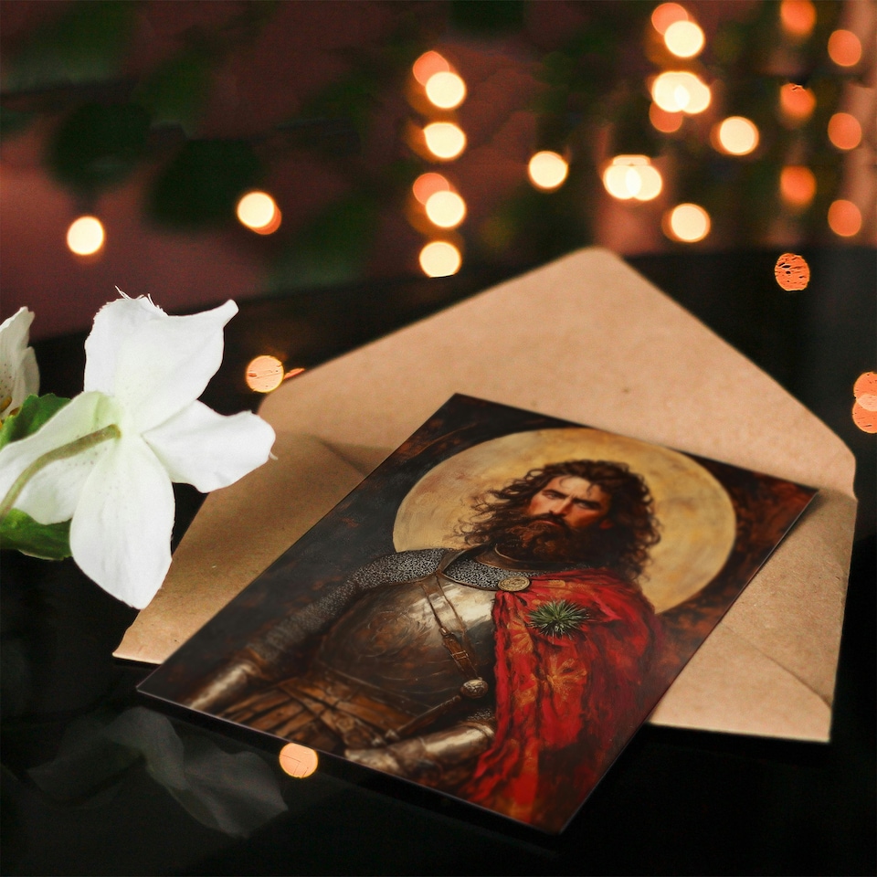 image 1 of William Wallace Scottish Knight Portrait Painting Birthday Greeting Card