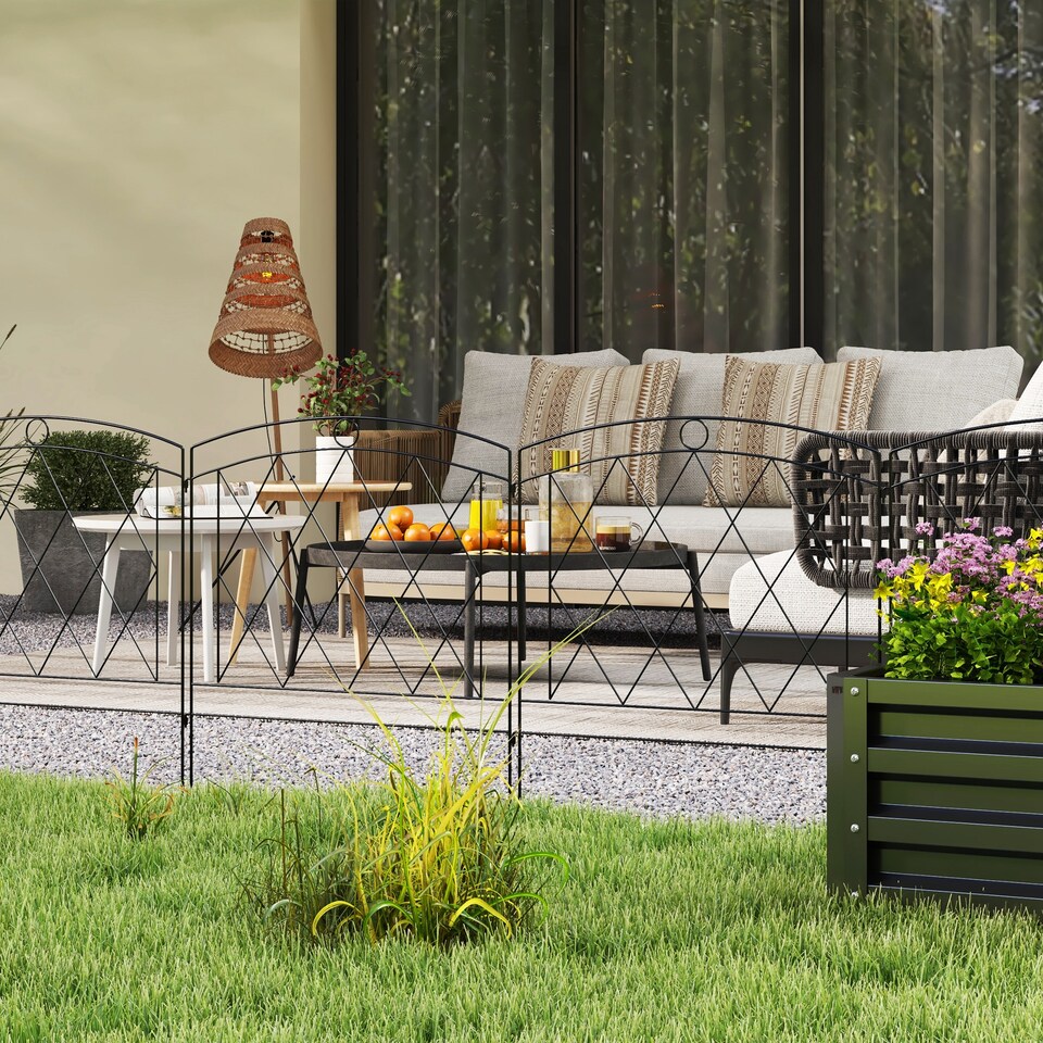image 1 of Outsunny 6PCs Decorative Garden Fencing 24in x 12ft Metal Border Edging