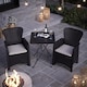image 6 of 60cm Modern Black Rattan Wood Look Folding Table & 2 Chairs Compact Garden Patio Furniture Set
