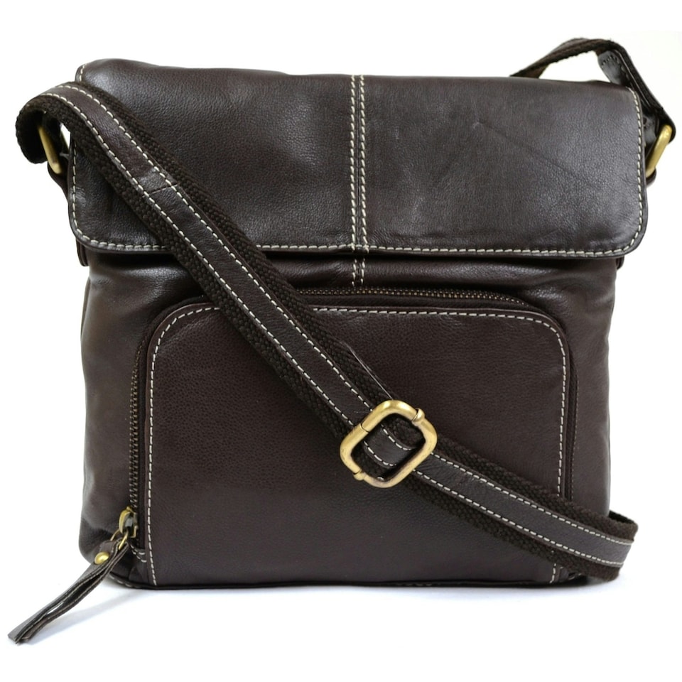 image 1 of Soft Leather Shoulder / Cross Body Bag Brown | Brown