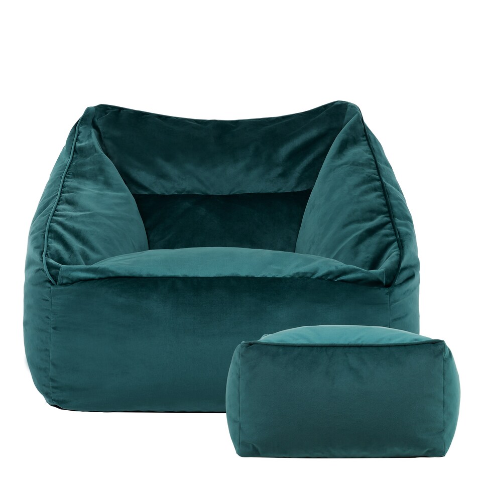 image 1 of icon Natalia  Velvet Armchair and Footstool Bean Bag, Teal