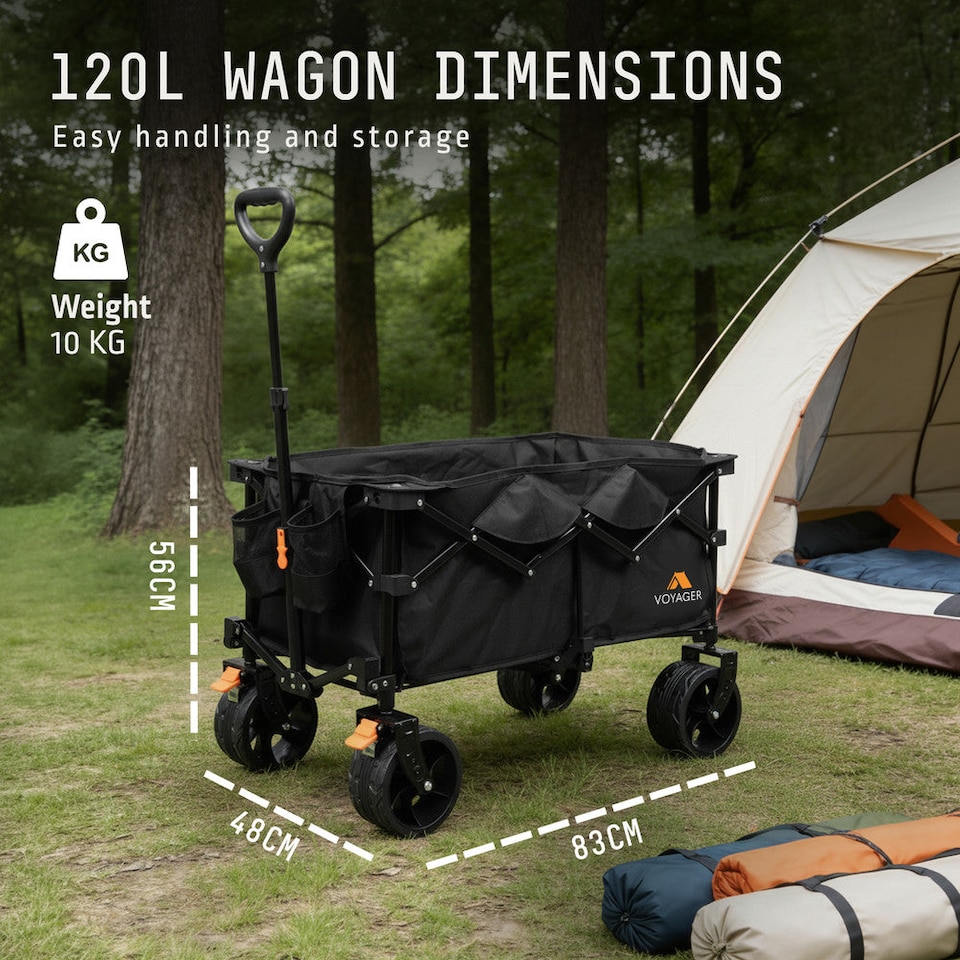 image 1 of Voyager Heavy Duty Folding Camping Wagon with All Terrain Wheels