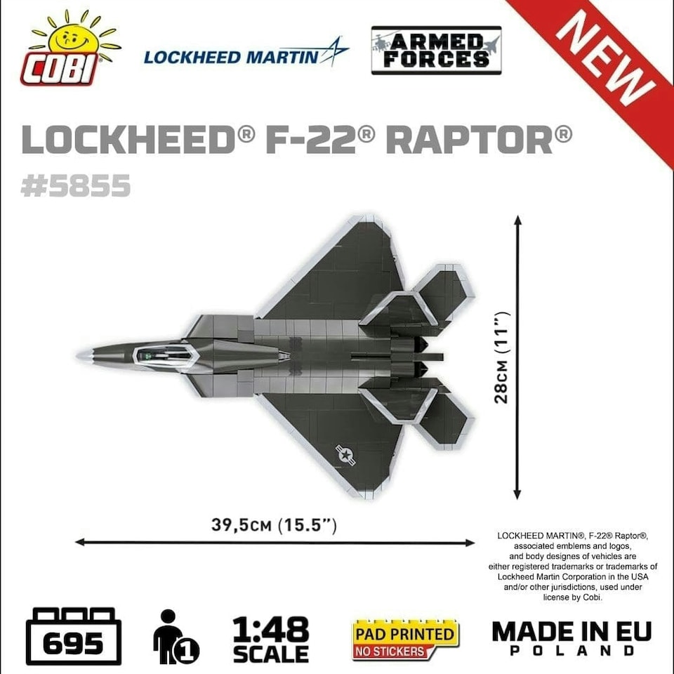 image 1 of Lockheed F-22 Raptor brick plane model - COBI 5855 - 695 bricks
