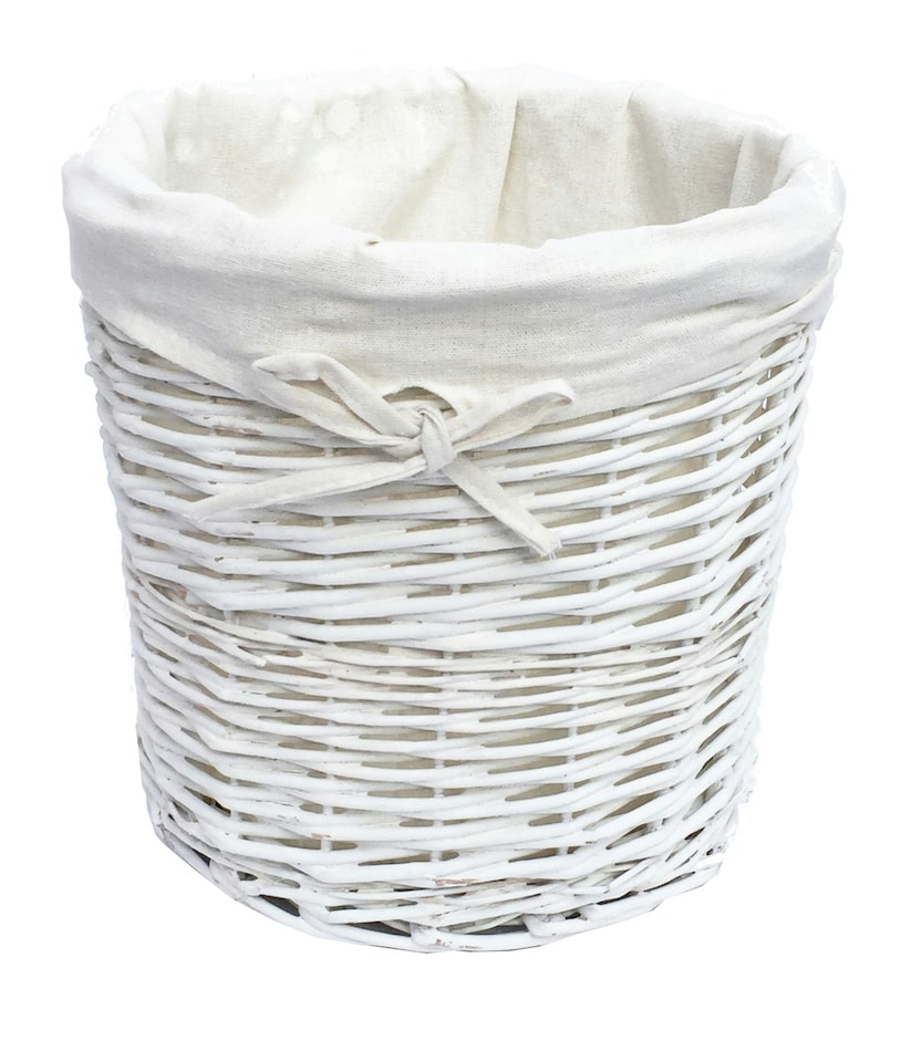 image 1 of Wicker Round Waste Paper Bin With Cotton Lining BIN 26 x 26.5 cm