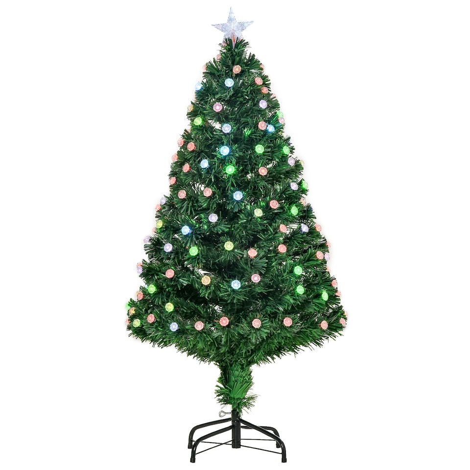 image 1 of 4FT Pre-Lit Artificial Christmas Tree w/ Fibre Optic Led Light Xmas Decorations