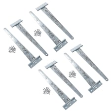 12in / 300mm Heavy Duty T Tee Hinges For Shed + Garden Gates Zinc Plated 8pc Silver