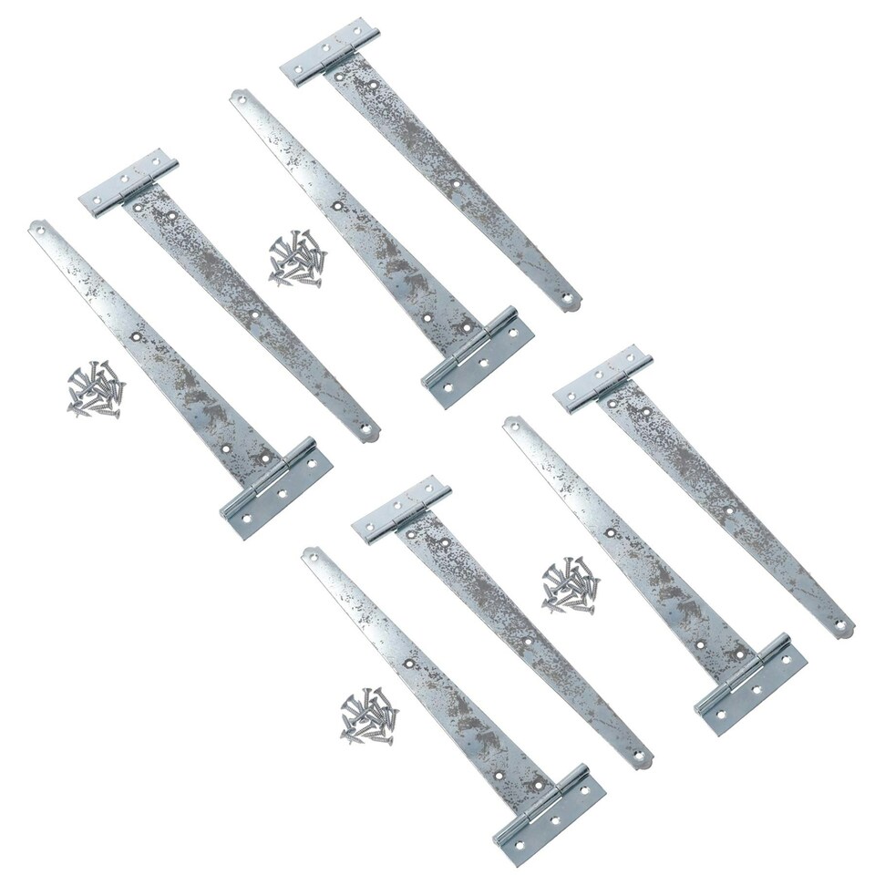 image 1 of 12in / 300mm Heavy Duty T Tee Hinges For Shed + Garden Gates Zinc Plated 8pc Silver