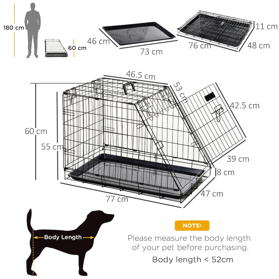 image 1 of Pawhut Trapeze Collapsible Dog Pet Travel Box Cage Removable Tray 77 x 47 x 55cm