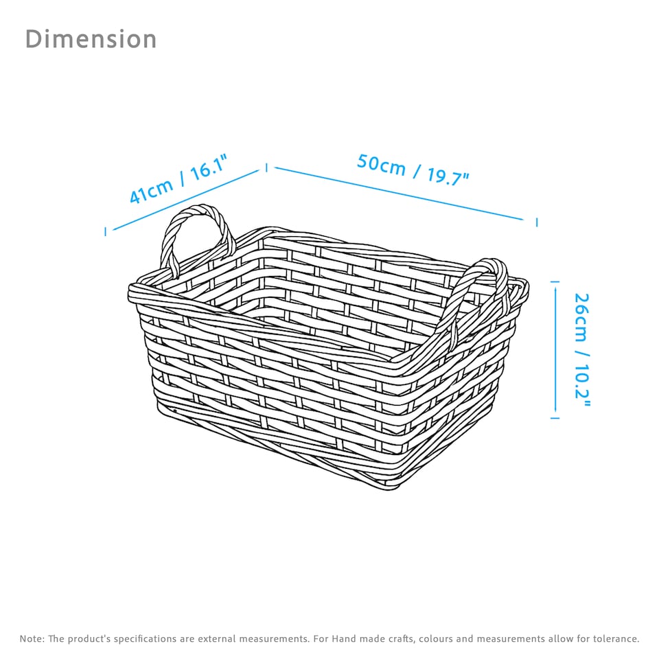 image 1 of Rectangle Rustic Countryside Style Chunky Wicker Fireside Heavy Duty Log Baskets