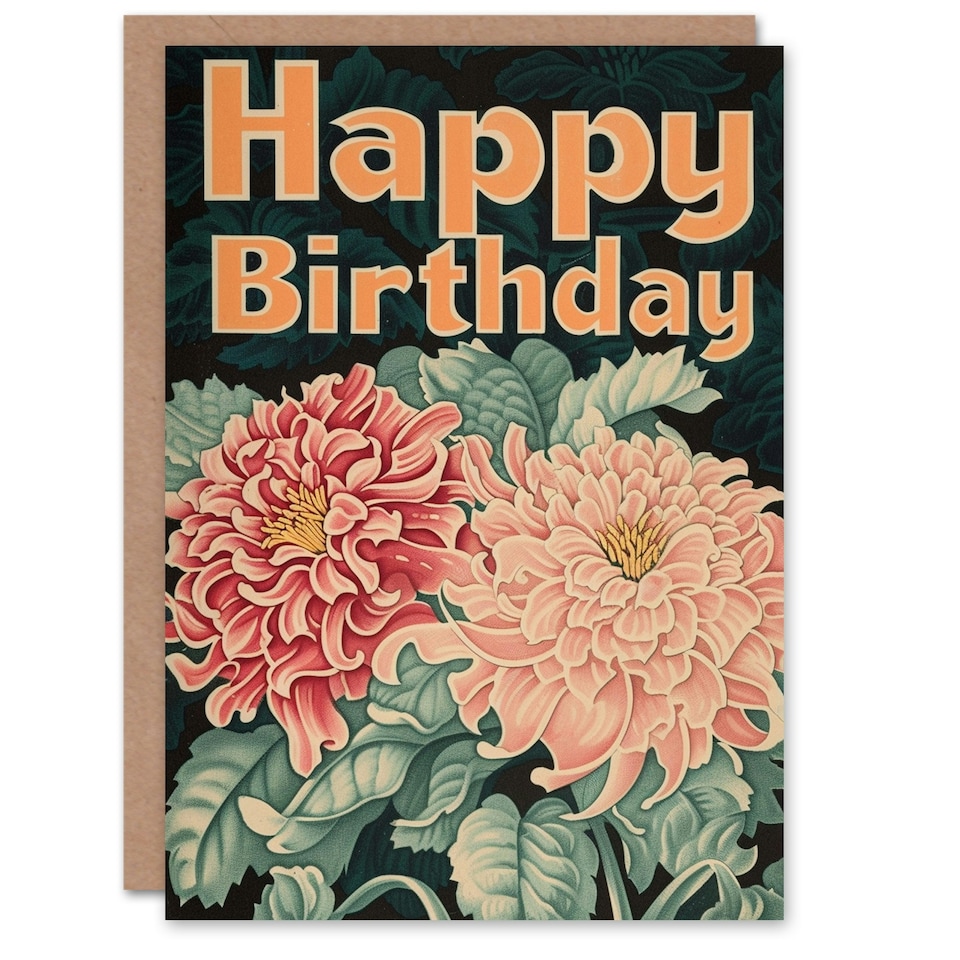 image 1 of Chrysanthemum Flowers Floral Illustration Her Birthday Card