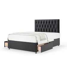 Ortho Classic Orthopaedic Graphite Plush Velvet 2 Drawer Divan Set And Lona Headboard Single