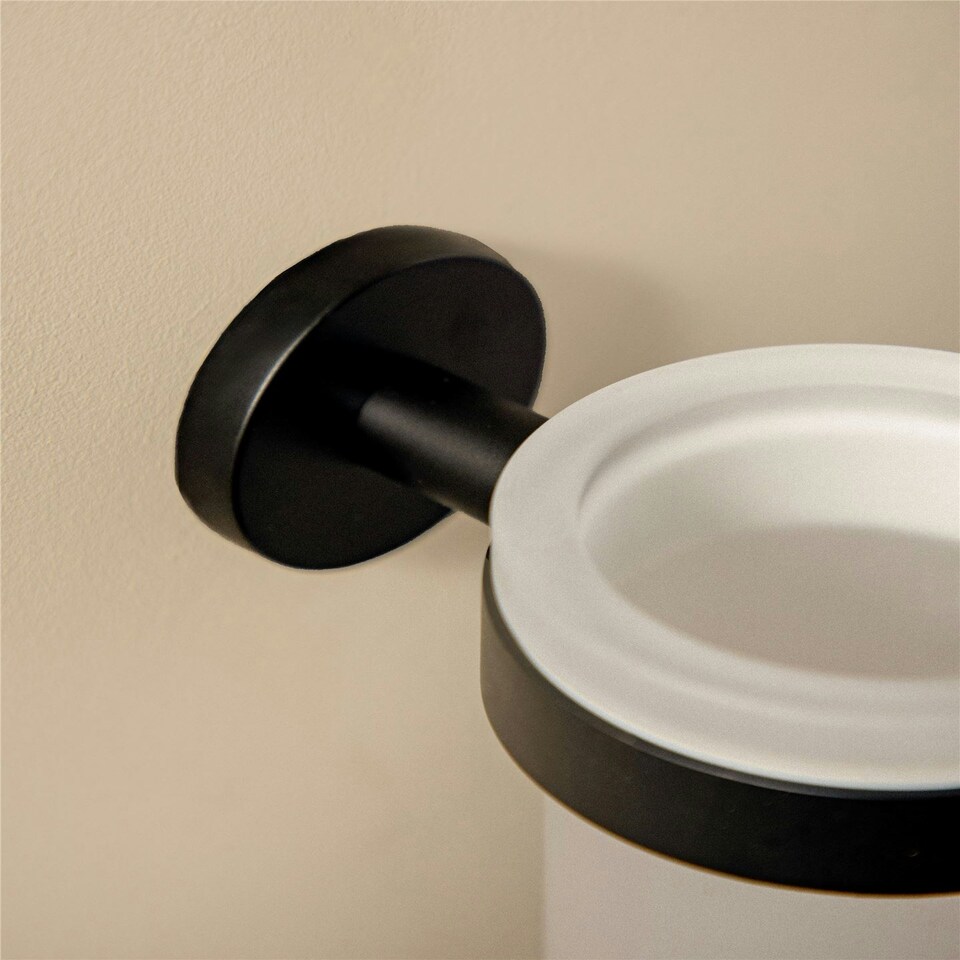 image 1 of Cosmic Toothbrush Holder Countertop & Stick Range w/ Matt Stainless Steel Black