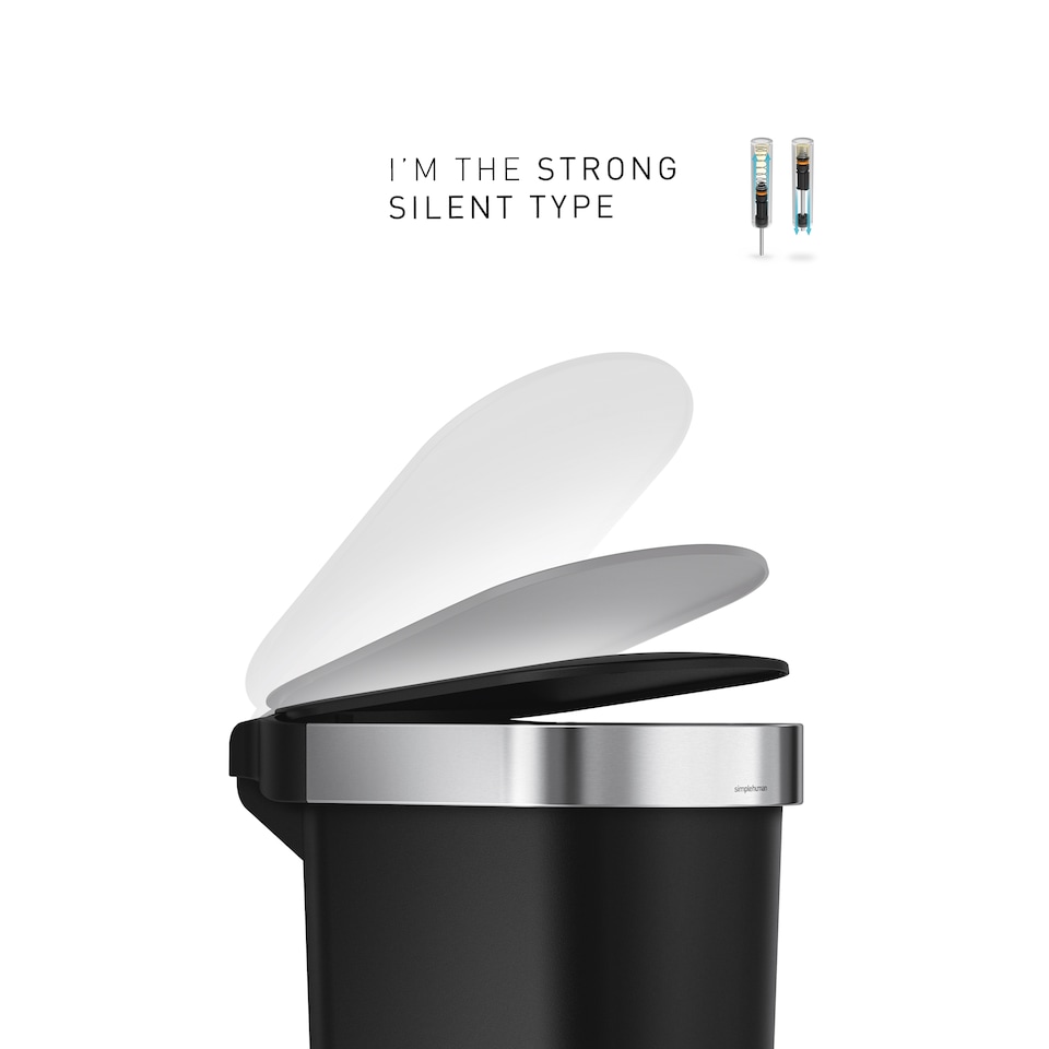 image 1 of Simplehuman 40L Slim Pedal Kitchen Bin with Liner Rim, Black Plastic