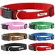 image 2 of Dog Puppy Collar with Buckle & Clip for Lead, Adjustable Soft Fabric Green | L