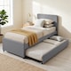 image 2 of HOMCOM 90 x 190 cm Upholstered Single Bed, Pull Out Trundle Bed