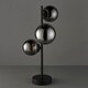 image 4 of Set of 2 Cole - Black with Smoke Glass Globes 3 Light Table Lamps