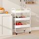 image 7 of HOMCOM 3-Tier Storage Trolley on Wheels, Rolling Utility Cart with Mesh Backets, Mobile Storage Cart for Kitchen, Bathroom, Bedroom, White | White | White