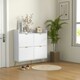 image 2 of HOMCOM Narrow Shoe Storage Cabinet with 4 Flip Drawers for 16 Pairs of Shoes