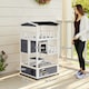 image 7 of PawHut Wooden Outdoor Cat House 3-Tier Kitten Shelter w/ Tilted Roof Grey