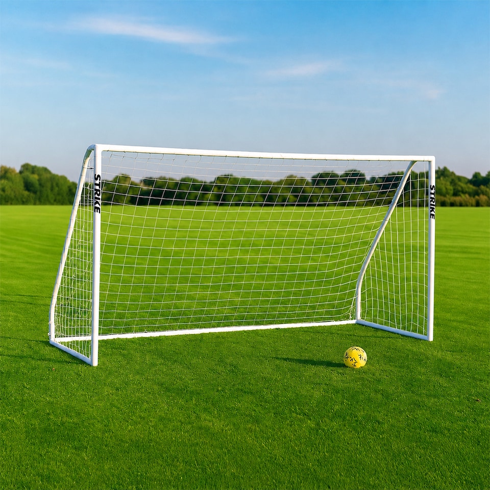 image 1 of Strike Football Goal - 12ft x 6ft - Kids Soccer Practice Net for Park Garden Outdoor Play | White