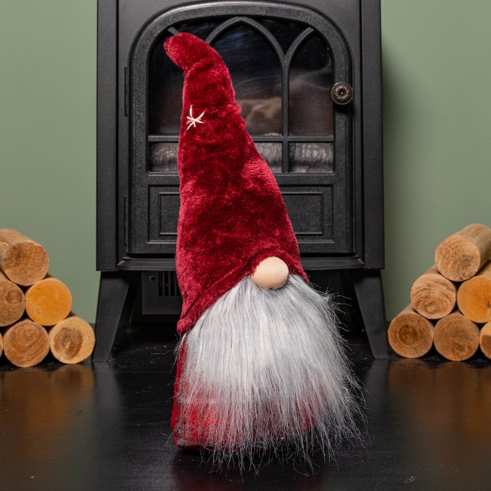 image 1 of 48cm Red Tartan Sitting Christmas Gonk with Snowflake Hat