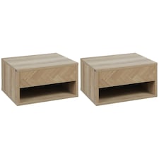 HOMCOM Floating Bedside Table Set of 2 Wall Mounted Nightstand W/ Drawer Black