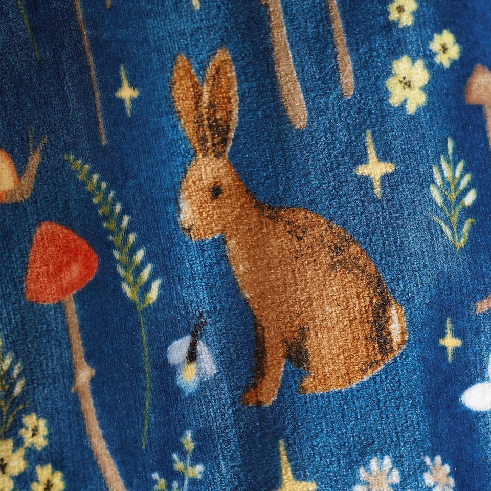 image 1 of Catherine Lansfield Enchanted Twilight Animals Cosy Fleece Blanket Throw Navy Blue Blue | Navy Blue