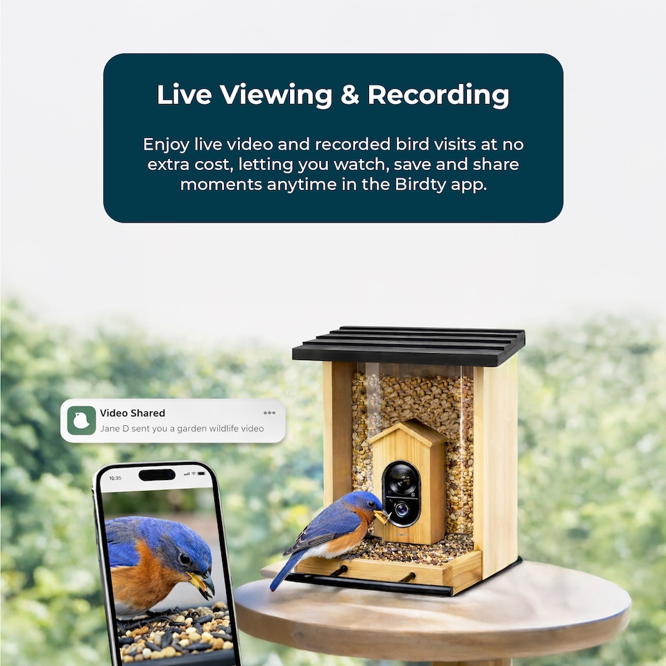 image 1 of JSH Smart Bird Feeder Camera with AI Species Identifier 1080p Video with Night Vision Solar Panel Livestream Feeding Table