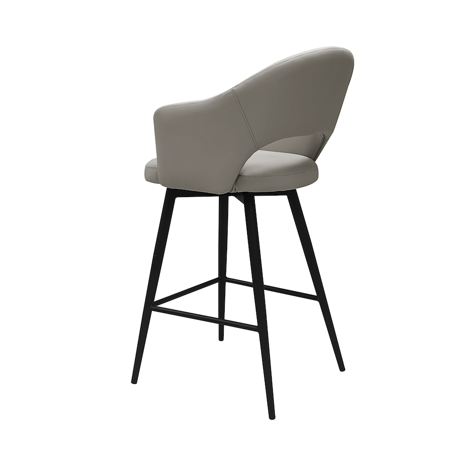 image 1 of Bentley Designs - Sterling 180° Return Swivel Barstool With Black Sand Powder Coated Legs - Light Grey Faux Leather (Single)
