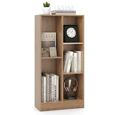 COSTWAY 5-Cube Bookcase Wooden Storage Organizer White Yellow