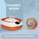 image 7 of PawHut Foldable Cat Litter Tray Hooded Cat Litter Box w/ High Side, Orange