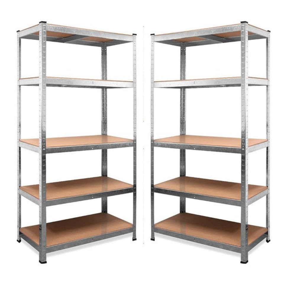 image 1 of Set of 2 Garage Shelving 90cm Wide & 180cm High Heavy Duty 5 Tier Multipurpose Metal Racking Unit  / Warehouse Shelving Storage