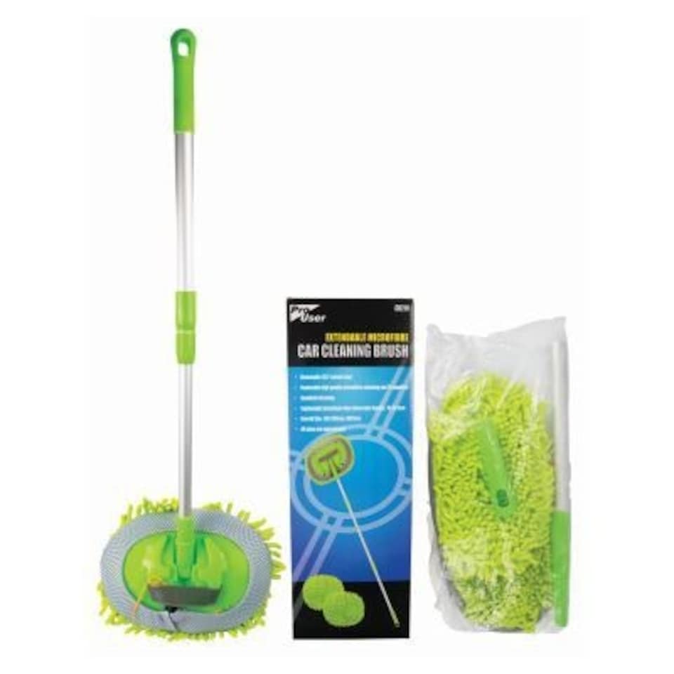 Pro User Microfibre Extendable Car Wash Brush - 43" - Green Green