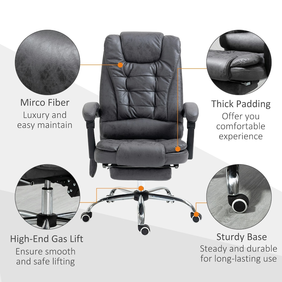 image 1 of Vinsetto Ergonomic Heated 6 Points Vibration Massage Office Chair Dark Grey
