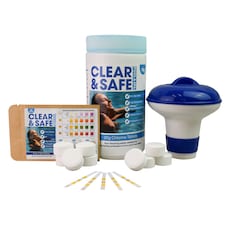 Clear & Safe 1kg 20g Chlorine Tablets for Pool, Spa & Hot Tubs - 50 tablets + Spa Dispenser + Test strips
