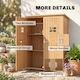 image 5 of Outsunny Wooden Garden Shed Tool Storage Cabinet Double Door Shelf Natural Wood | White