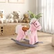 image 2 of HOMCOM Kids Plush Ride-On Rocking Horse Toy Rocker with Plush Toy Realistic Sounds for Child 18-36 Months Pink