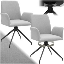 Swivel Chair Daya - upholstered, robust fabric, 55.5 x 58 x 87 cm - Set of 2 Grey | Light Grey