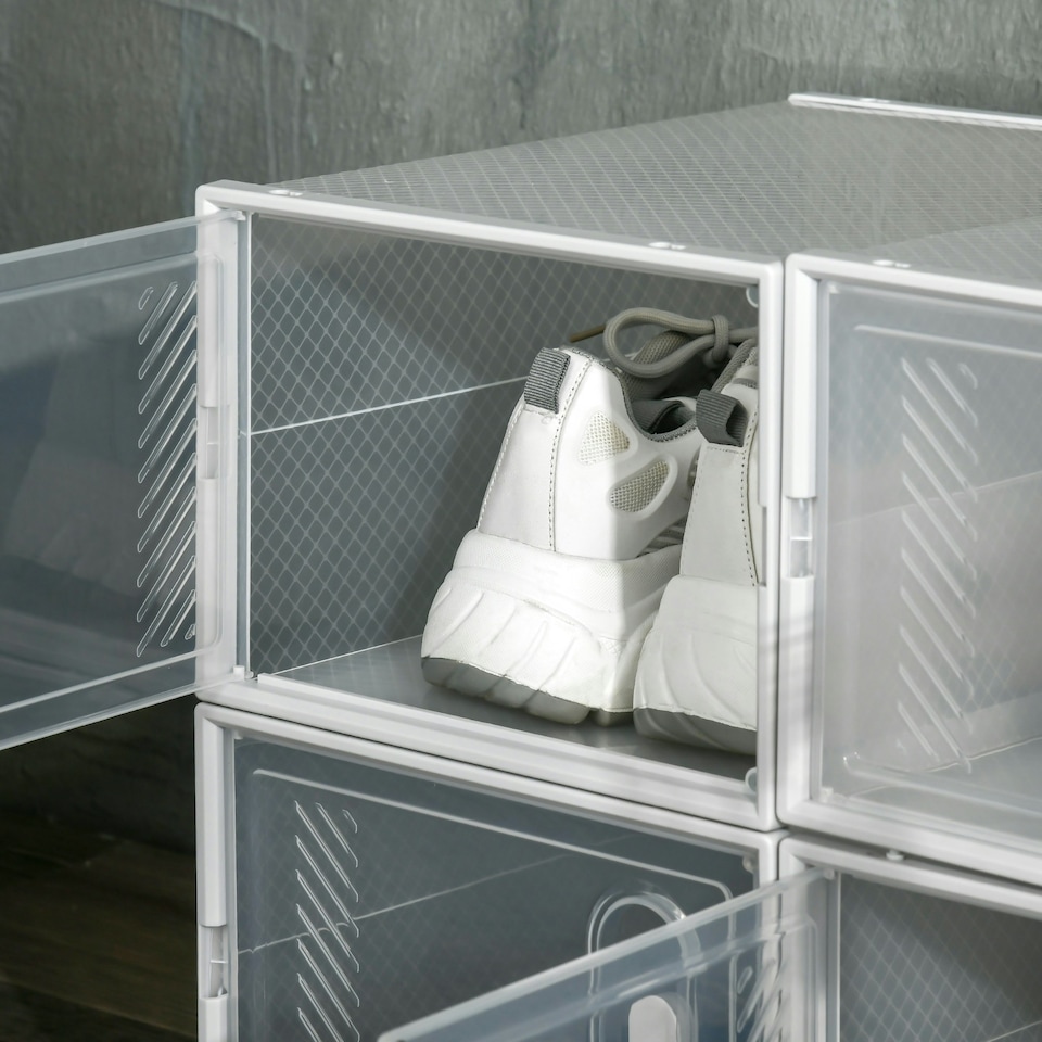 image 1 of HOMCOM 8PCS Stackable Clear Plastic Shoe Storage Box for UK/EU Size 8.5/43 