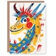 image 1 of Chinese Dragon Yellow Blue Red Paint Sketch Birthday Card