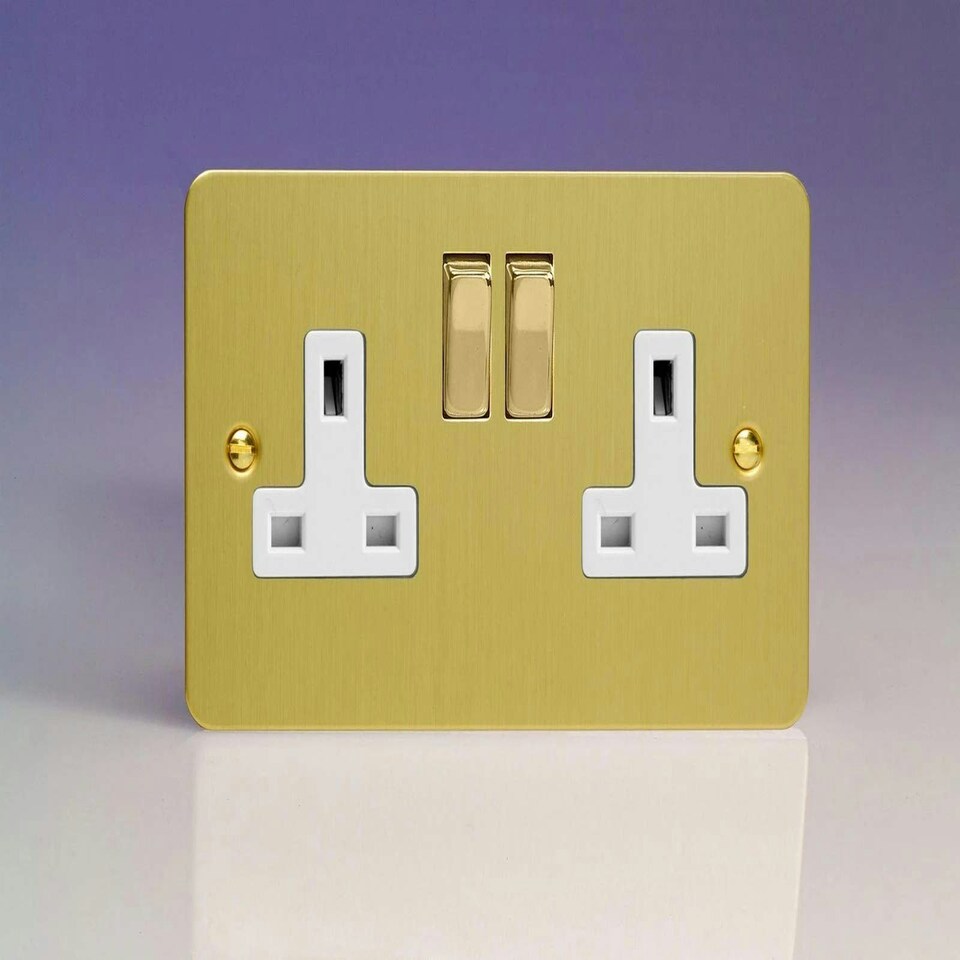 Varilight 2-Gang 13A Double Pole Switched Socket with Metal Rockers N/A