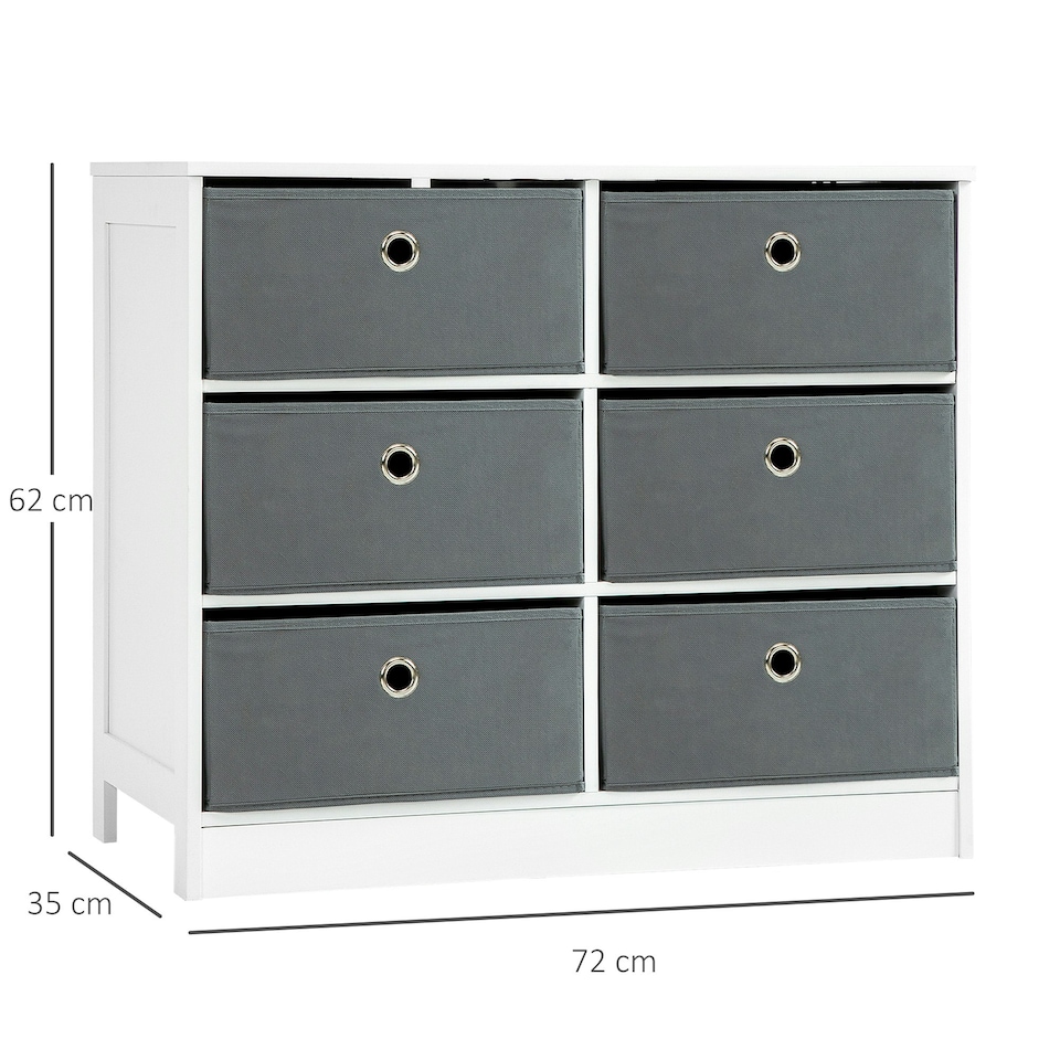 image 1 of HOMCOM Chests of Drawer Fabric Dresser Storage Cabinet w/ 6 Drawers for Bedroom