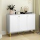 image 2 of HOMCOM Sideboard with Adjustable Shelves & 3 Doors for Living Room, White White | Gold