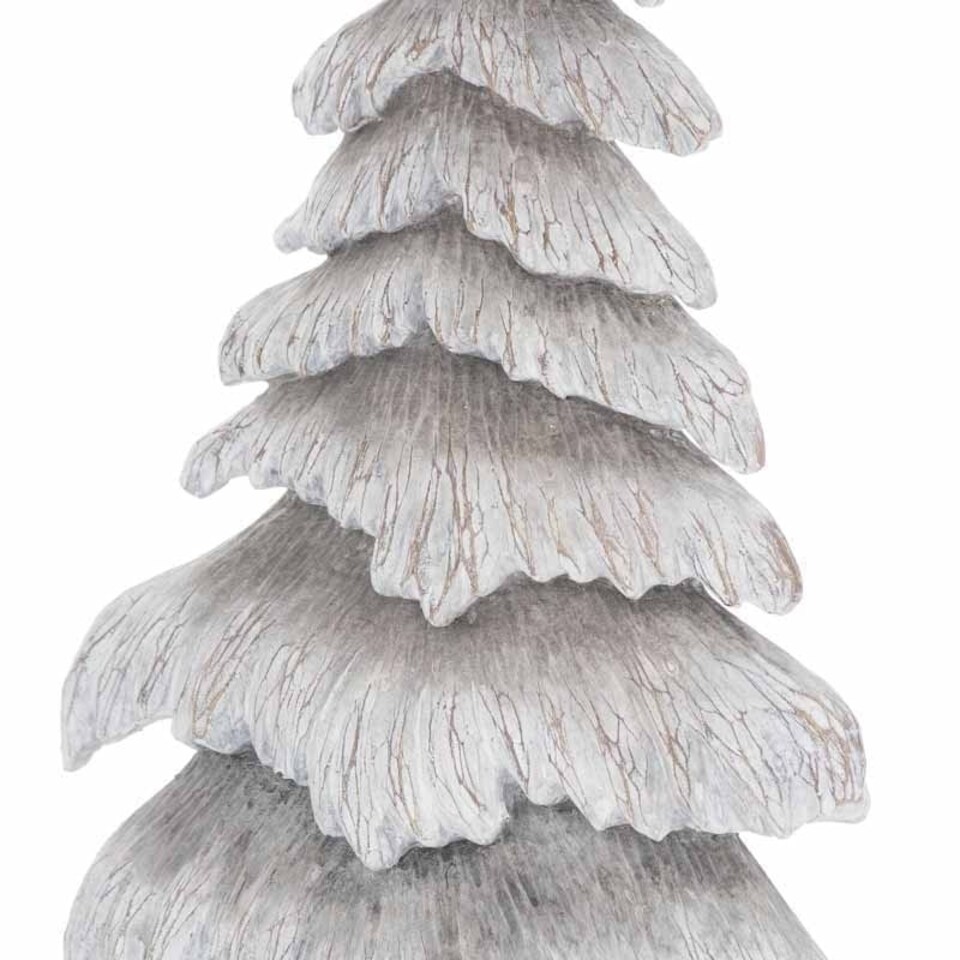image 1 of Carved Wood Effect Snowy Tree Artificial Plant - Resin - L7 x W16 x H35 cm - Grey