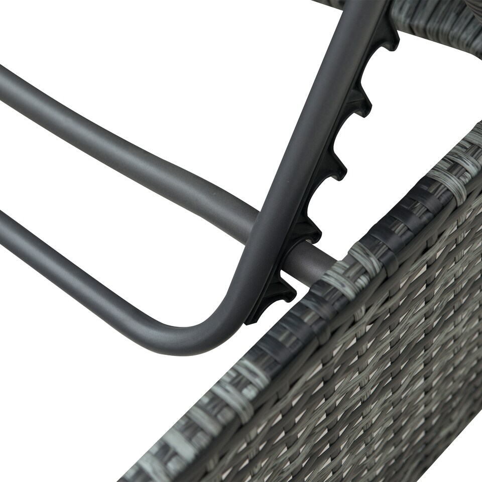 image 1 of Outsunny 5 PCS Outdoor Rattan Wicker Sofa Sets Reclining Sofa Adjustable Canopy & Side Table Dining Table Set Sectional Conversation Furniture w/ Cushions, Mixed Grey