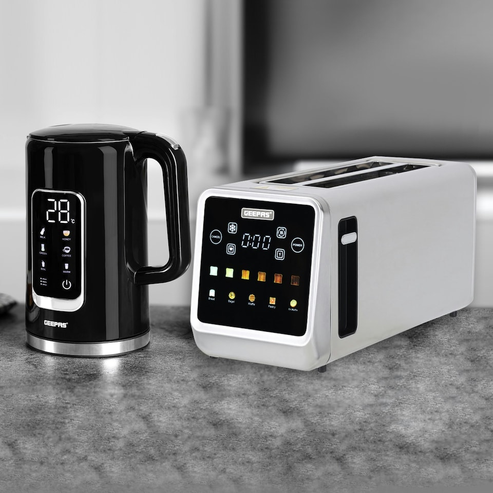 image 1 of GEEPAS 4 Slice Long Toaster & Electric Kettle Set | Multi