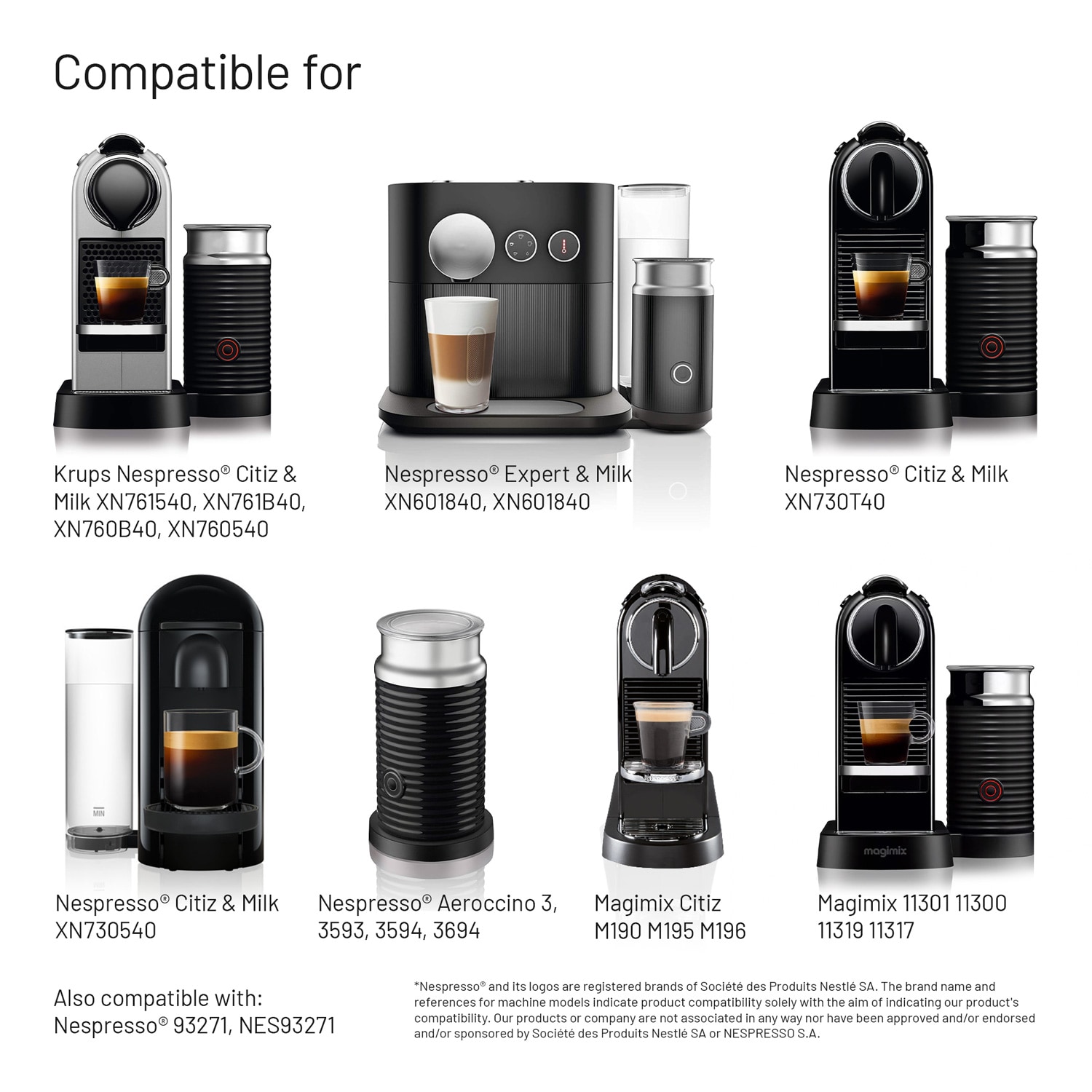 Reliapart Milk Frother & Lid for Krups Nespresso Citiz & Milk