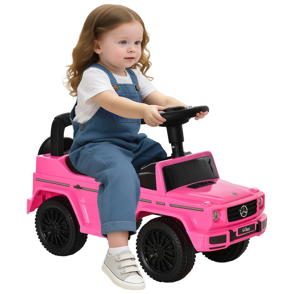 image 1 of HOMCOM Benz G350 Kids Ride on Sliding Car w/ Under Seat Storage No Power Pink